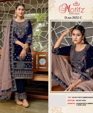 MOTIFZ 2032 C VELVET PAKISTANI SUITS IN INDIA