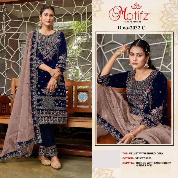 MOTIFZ 2032 C VELVET PAKISTANI SUITS IN INDIA