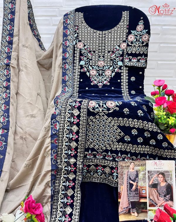 MOTIFZ 2032 C VELVET PAKISTANI SUITS IN INDIA