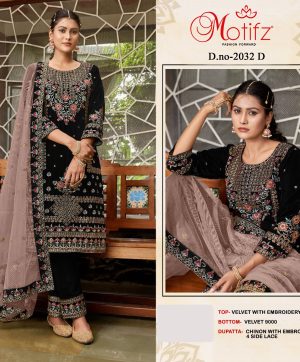 MOTIFZ 2032 D VELVET PAKISTANI SUITS IN INDIA