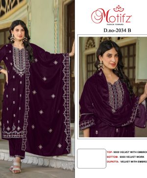 MOTIFZ 2034 B VELVET SALWAR SUITS