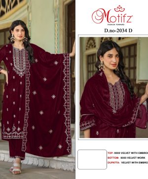 MOTIFZ 2034 D VELVET SALWAR SUITS