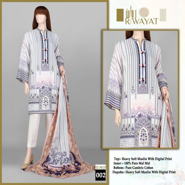 RIWAYAT 002 READYMADE PAKISTANI COTTON SUITS