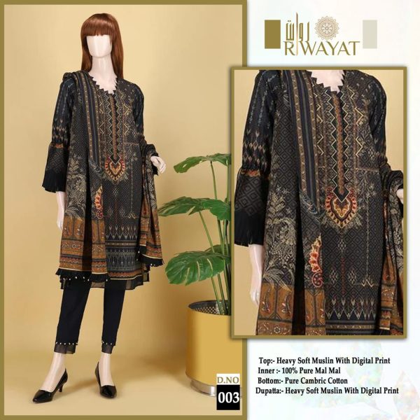 RIWAYAT 003 READYMADE PAKISTANI COTTON SUITS