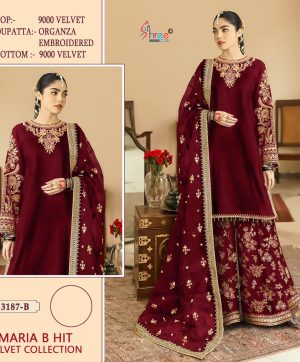 SHREE FABS 3187 B MARIA B HIT VELVET SALWAR SUITS