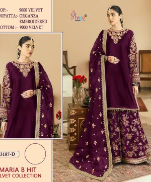 SHREE FABS 3187 D MARIA B HIT VELVET SALWAR SUITS