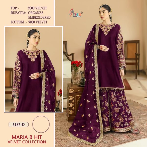 SHREE FABS 3187 D MARIA B HIT VELVET SALWAR SUITS