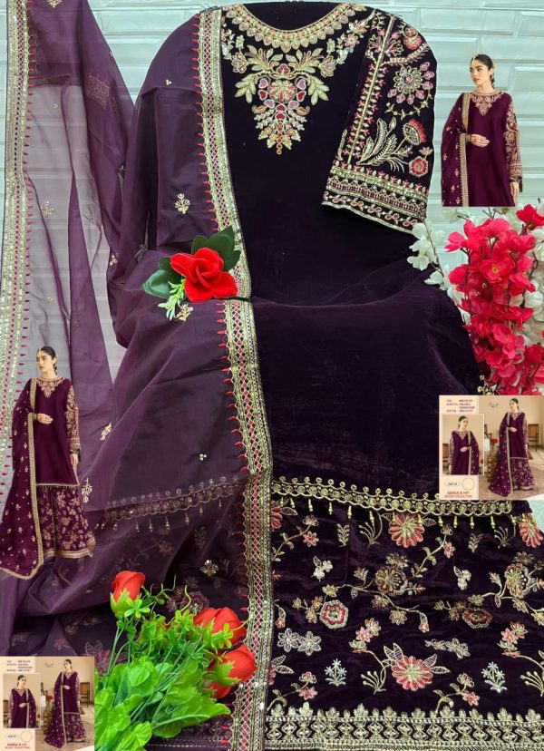 SHREE FABS 3187 D MARIA B HIT VELVET SALWAR SUITS