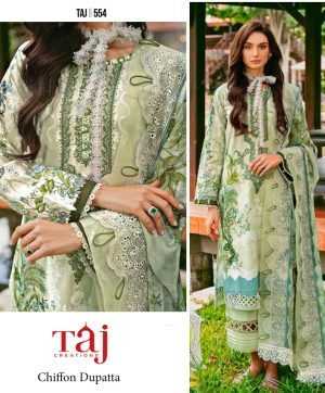 TAJ CREATIONS 554 PAKISTANI SUITS WHOLESALE