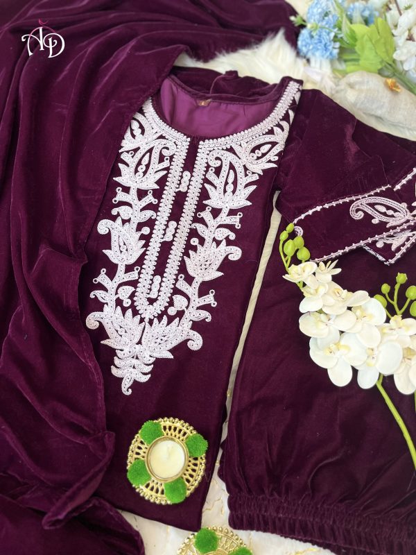 AKSHAR DESIGNER AD MULBERRY VELVET SUITS