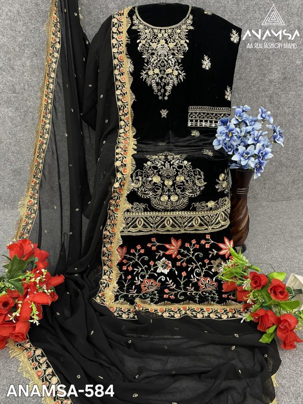 ANAMSA 584 VELVET SUITS MANUFACTURER IN INDIA