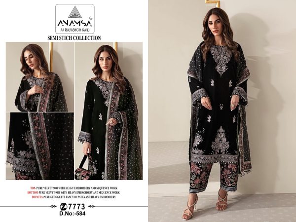 ANAMSA 584 VELVET SUITS MANUFACTURER IN INDIA