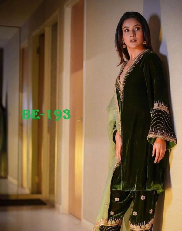 BE 193 DESIGNER VELVET SALWAR SUITS IN INDIA