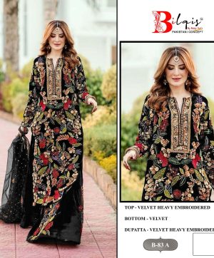 BILQIS B 83 VELVET PAKISTANI SUITS IN INDIA