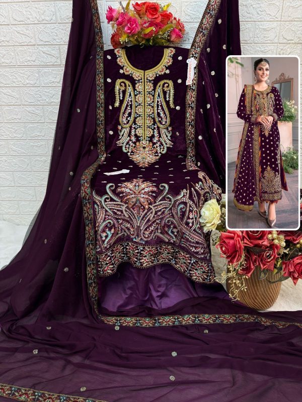 FEPIC V 17033 B ROSEMEEN VELVET SUITS IN INDIA