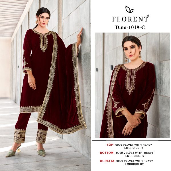 FLORENT 1019 C VELVET PAKISTANI SUITS IN INDIA