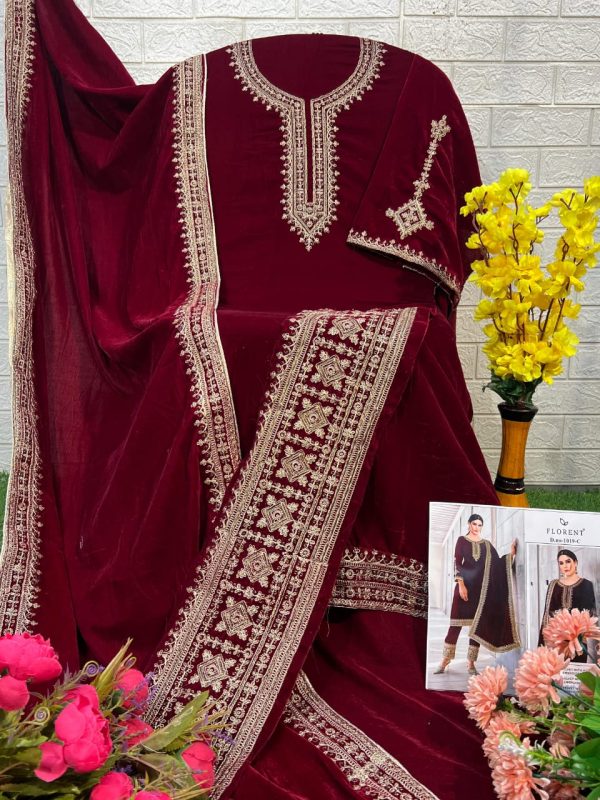 FLORENT 1019 C VELVET PAKISTANI SUITS IN INDIA