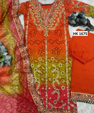 HK 1675 B DESIGNER SALWAR SUITS WHOLESALE