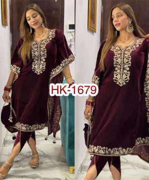 HK 1679 DESIGNER VELVET KAFTAN SUITS