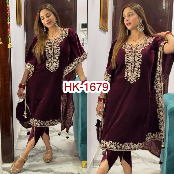 HK 1679 DESIGNER VELVET KAFTAN SUITS