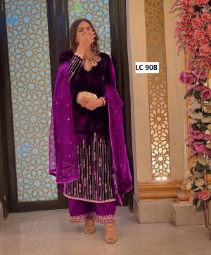 LC 908 B DESIGNER VELVET PAKISTANI SUITS