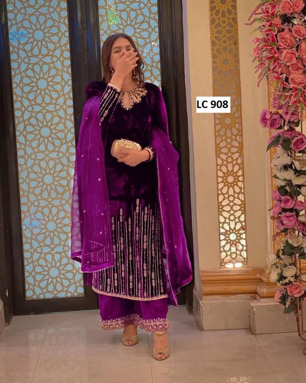 LC 908 B DESIGNER VELVET PAKISTANI SUITS