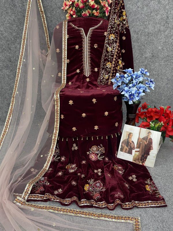 MAARIA A 1132 A B C D VELVET PAKISTANI SUITS