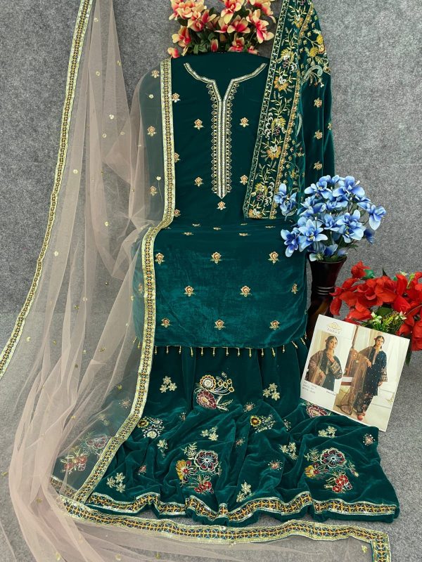 MAARIA A 1132 A B C D VELVET PAKISTANI SUITS