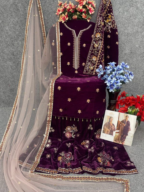 MAARIA A 1132 A B C D VELVET PAKISTANI SUITS