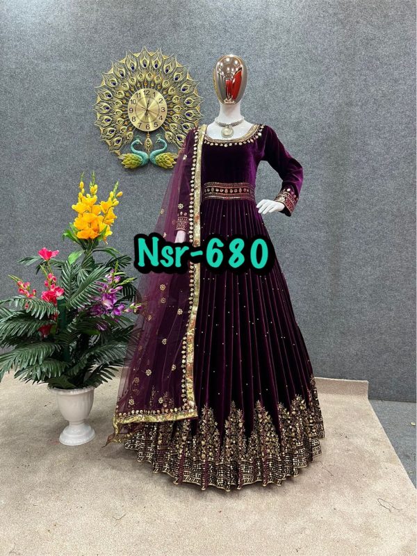 SHREE HARI NSR 680 DESIGNER VELVET GOWN