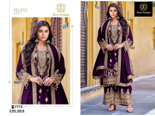 ZIAAZ DESIGNS 640 B VELVET PAKISTANI SUITS