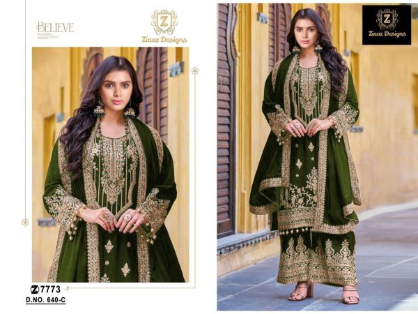 ZIAAZ DESIGNS 640 C VELVET PAKISTANI SUITS