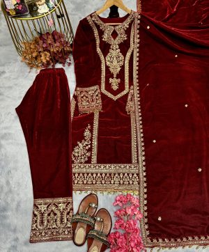 AAROHI DESIGNER PD 1072 F VELVET PAKISTANI SUITS