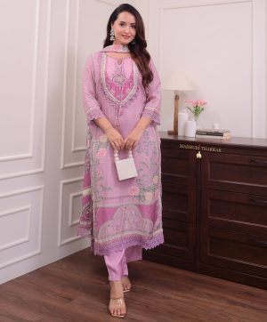 AKSHAR DESIGNER LILAC MUSLIN READYMADE KURTI