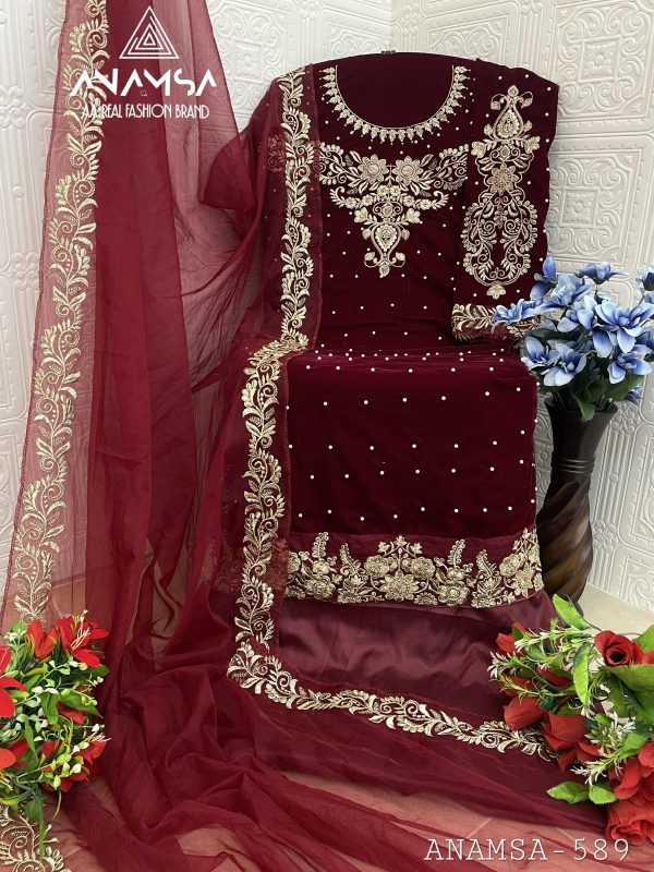 ANAMSA 589 VELVET SUITS MANUFACTURER IN INDIA