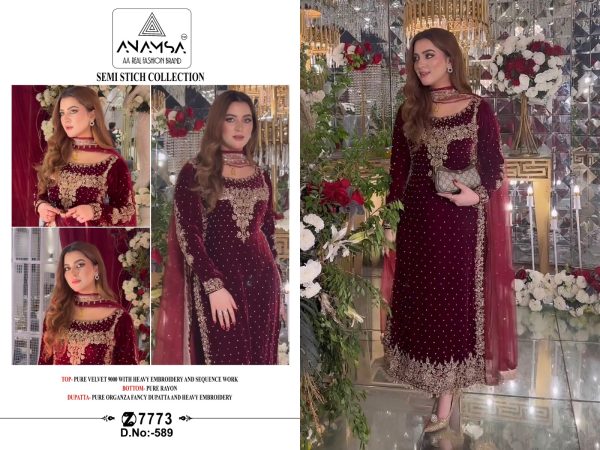 ANAMSA 589 VELVET SUITS MANUFACTURER IN INDIA