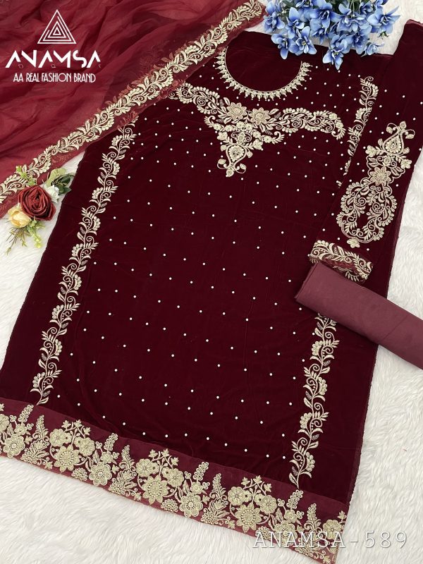 ANAMSA 589 VELVET SUITS MANUFACTURER IN INDIA