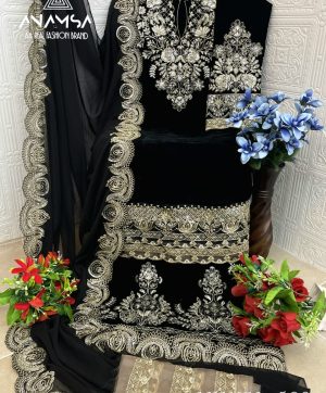 ANAMSA 593 PAKISTANI VELVET SUITS WHOLESALE