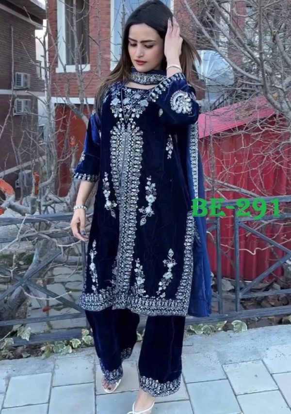 BE 291 DESIGNER VELVET PAKISTANI SUITS WHOLESALE