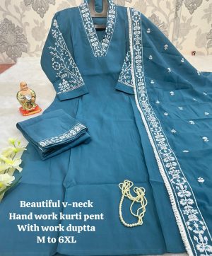 BEAUTIFUL V NECK HAND WORK KURTI WHOLESALE