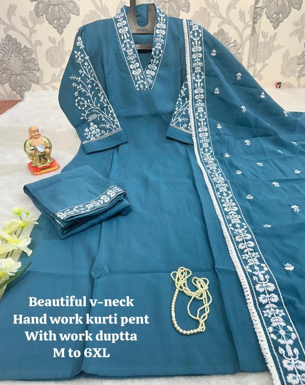 BEAUTIFULL V NECK HAND WORK KURTI WHOLESALE