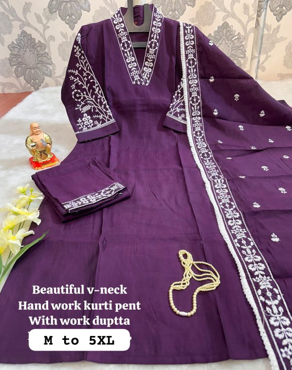 BEAUTIFULL V NECK HAND WORK KURTI WHOLESALE