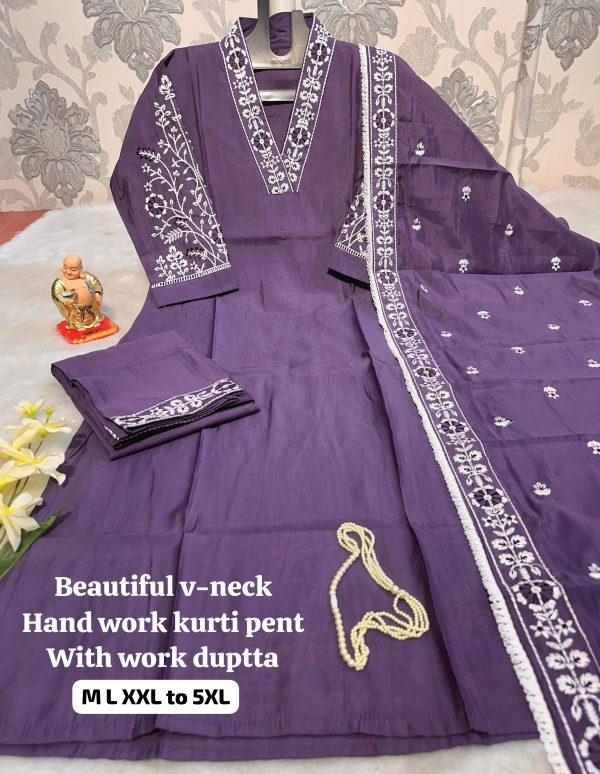 BEAUTIFULL V NECK HAND WORK KURTI WHOLESALE