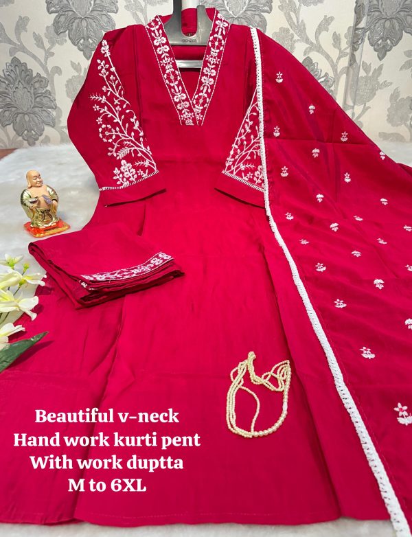 BEAUTIFULL V NECK HAND WORK KURTI WHOLESALE