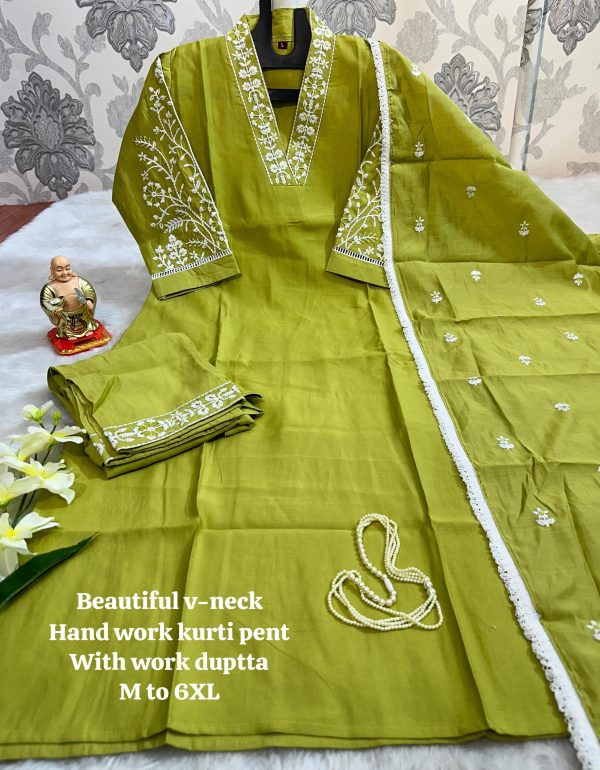 BEAUTIFULL V NECK HAND WORK KURTI WHOLESALE