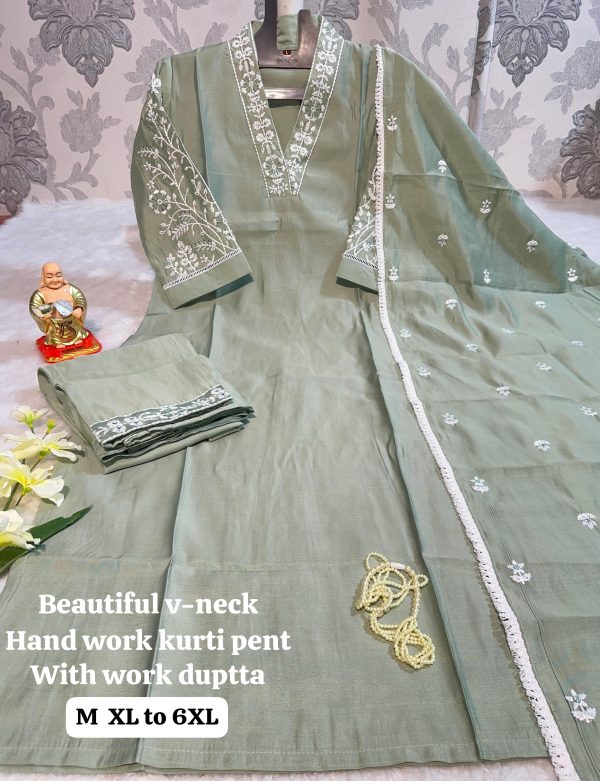 BEAUTIFULL V NECK HAND WORK KURTI WHOLESALE