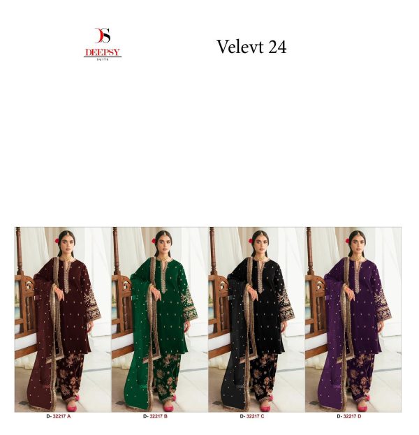 DEEPSY SUITS D 32217 A B C D VELVET 24 PAKISTANI SUITS