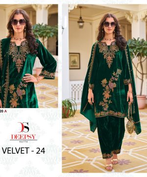 DEEPSY SUITS D 32220 A VELVET 24 PAKSITANI SUITS