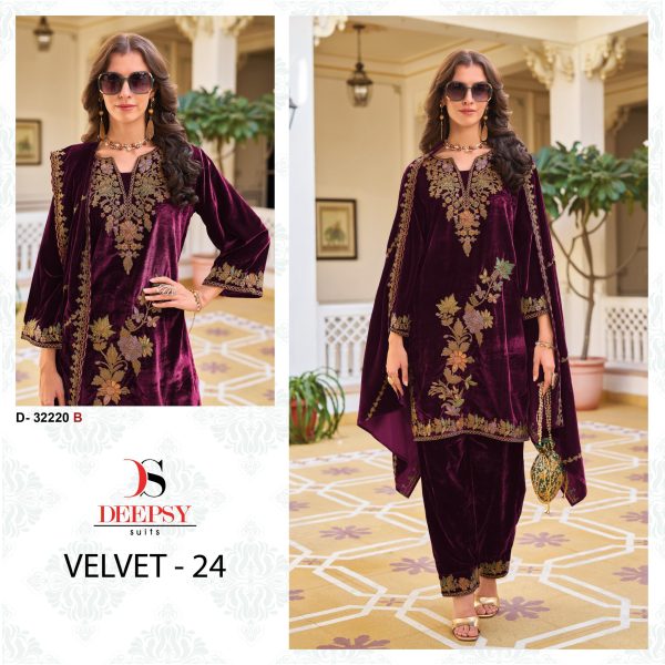 DEEPSY SUITS D 32220 B VELVET 24 PAKSITANI SUITS