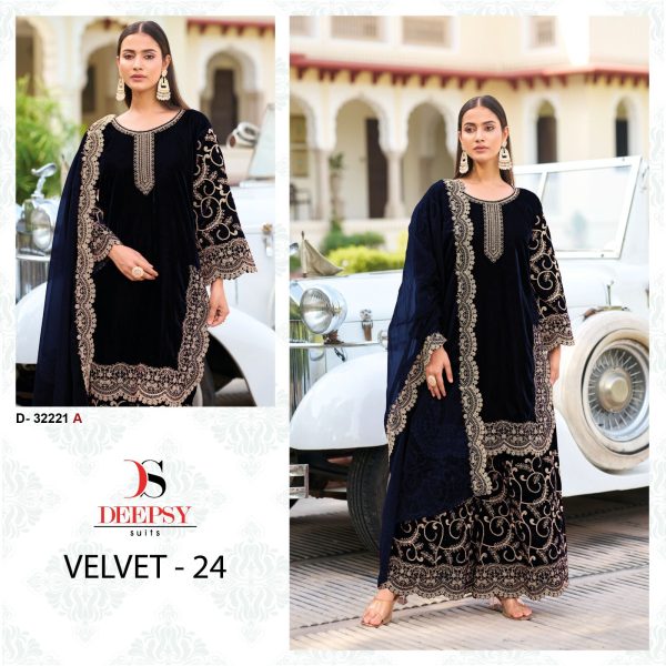 DEEPSY SUITS D 32221 A VELVET 24 SALWAR SUITS